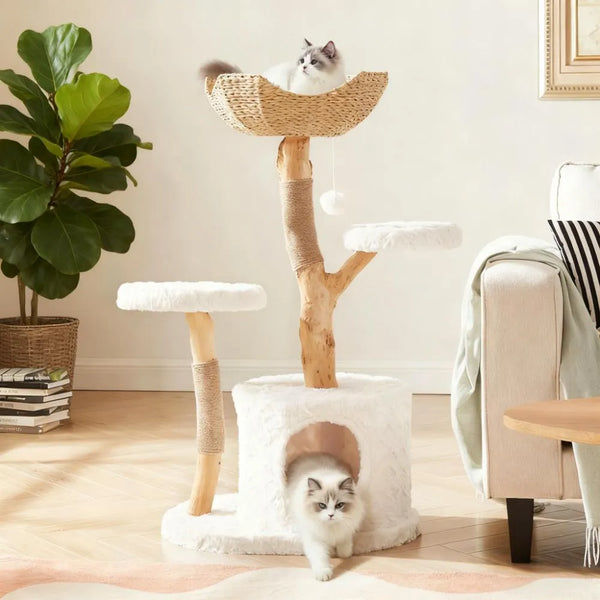 Contemporary Solid Wood Cat Tree